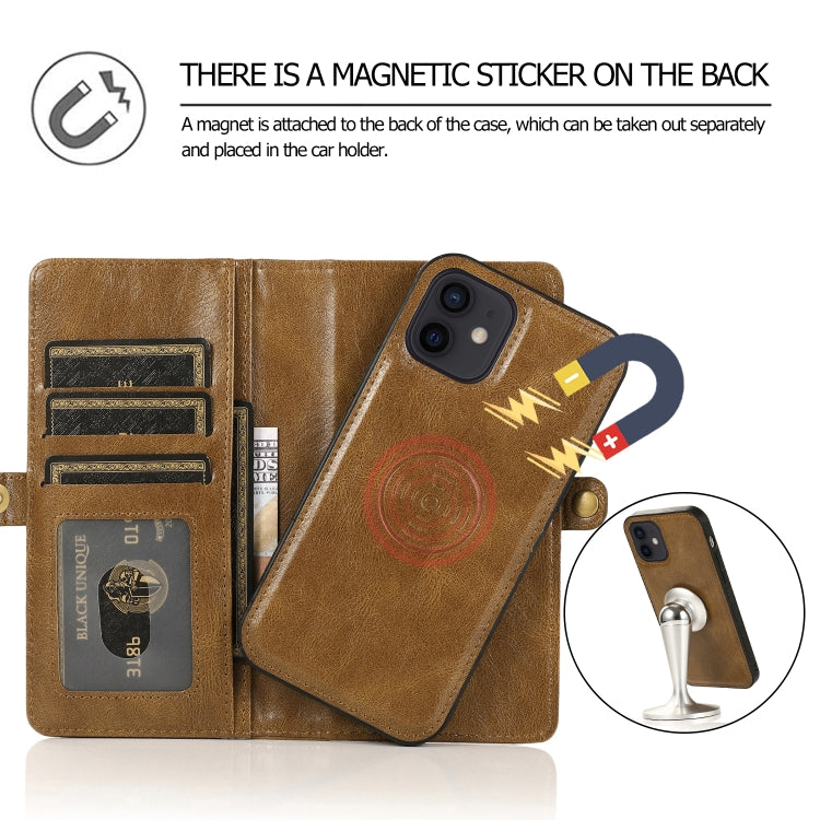 For iPhone 12 mini Multiple Card Slots Detachable Magnetic Horizontal Flip Leather Case with Card Slots & Holder & Wallet