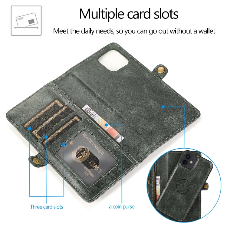For iPhone 12 mini Multiple Card Slots Detachable Magnetic Horizontal Flip Leather Case with Card Slots & Holder & Wallet