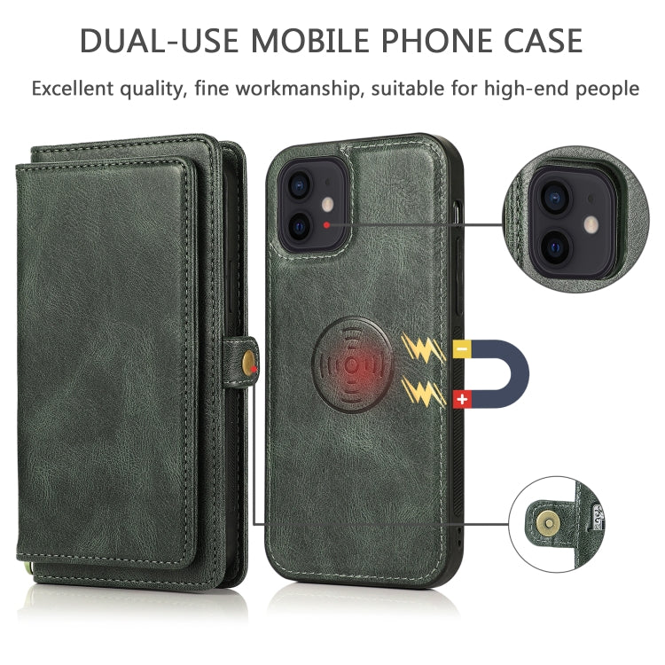 For iPhone 12 mini Multiple Card Slots Detachable Magnetic Horizontal Flip Leather Case with Card Slots & Holder & Wallet