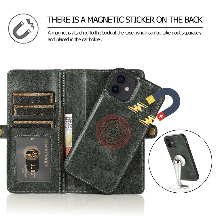 For iPhone 12 mini Multiple Card Slots Detachable Magnetic Horizontal Flip Leather Case with Card Slots & Holder & Wallet