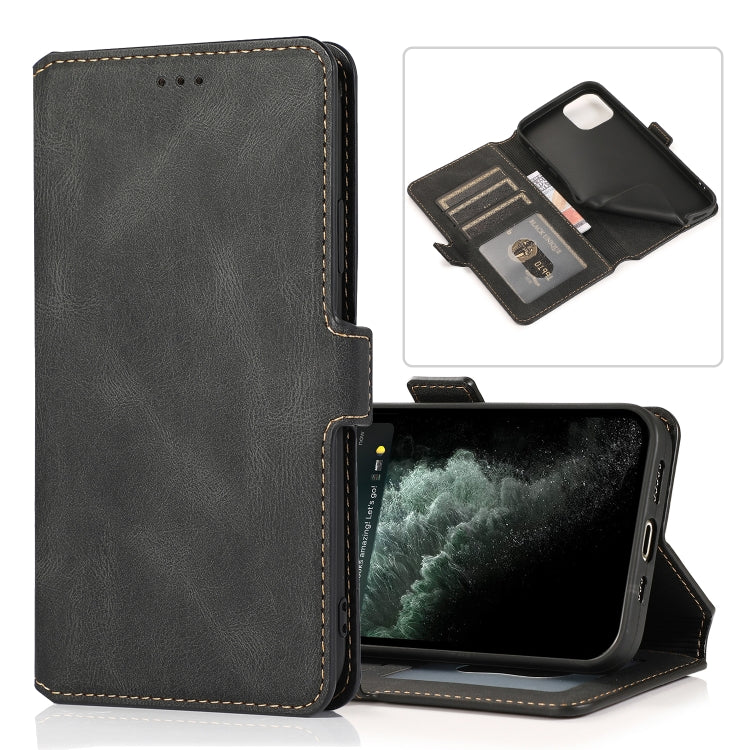 For iPhone 12 / 12 Pro Retro Magnetic Closing Clasp Horizontal Flip Leather Case with Holder & Card Slots & Photo Frame & Wallet