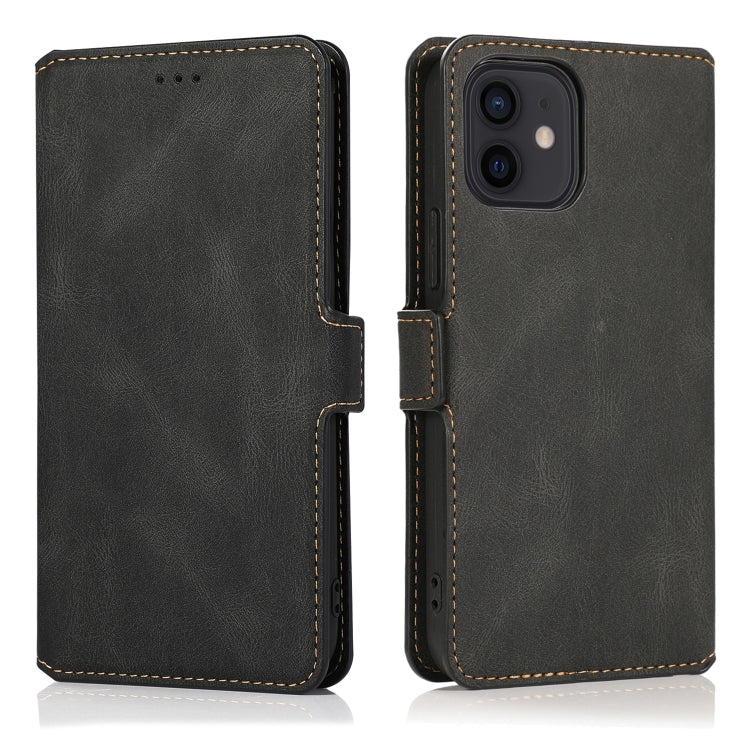 For iPhone 12 / 12 Pro Retro Magnetic Closing Clasp Horizontal Flip Leather Case with Holder & Card Slots & Photo Frame & Wallet