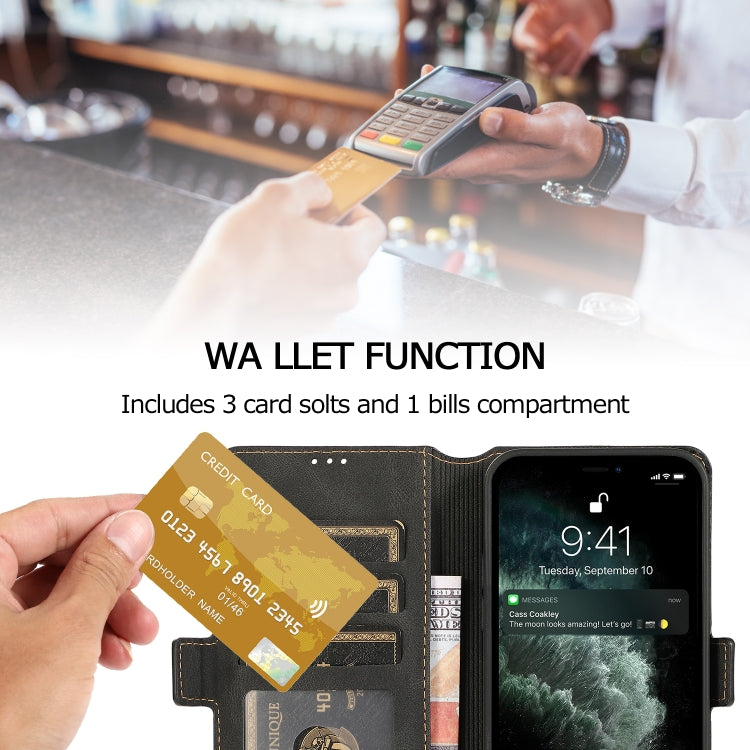For iPhone 12 / 12 Pro Retro Magnetic Closing Clasp Horizontal Flip Leather Case with Holder & Card Slots & Photo Frame & Wallet