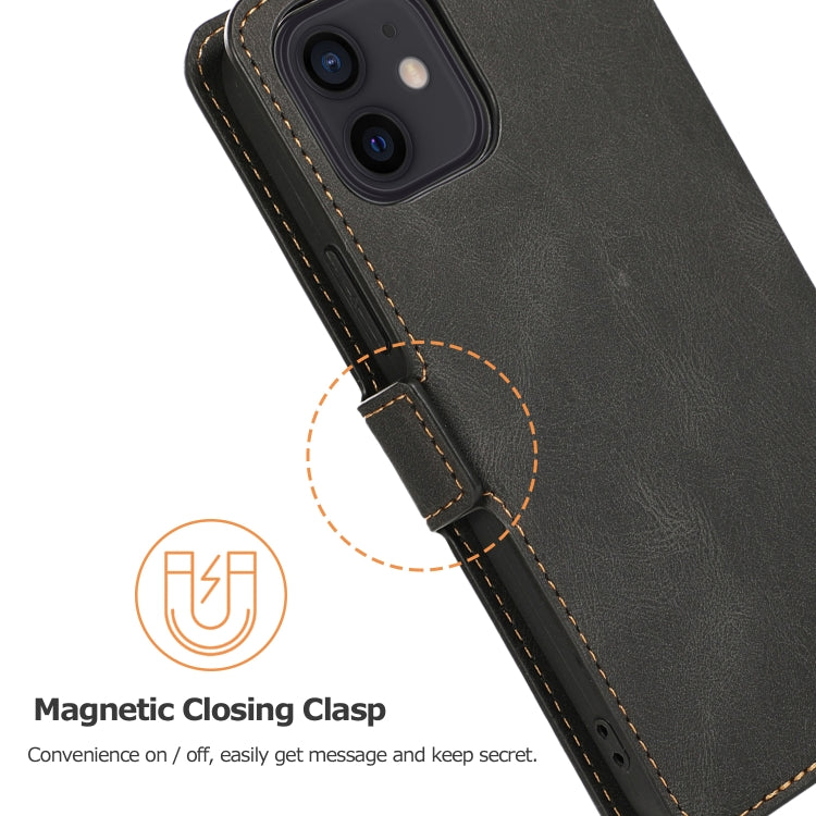 For iPhone 12 / 12 Pro Retro Magnetic Closing Clasp Horizontal Flip Leather Case with Holder & Card Slots & Photo Frame & Wallet