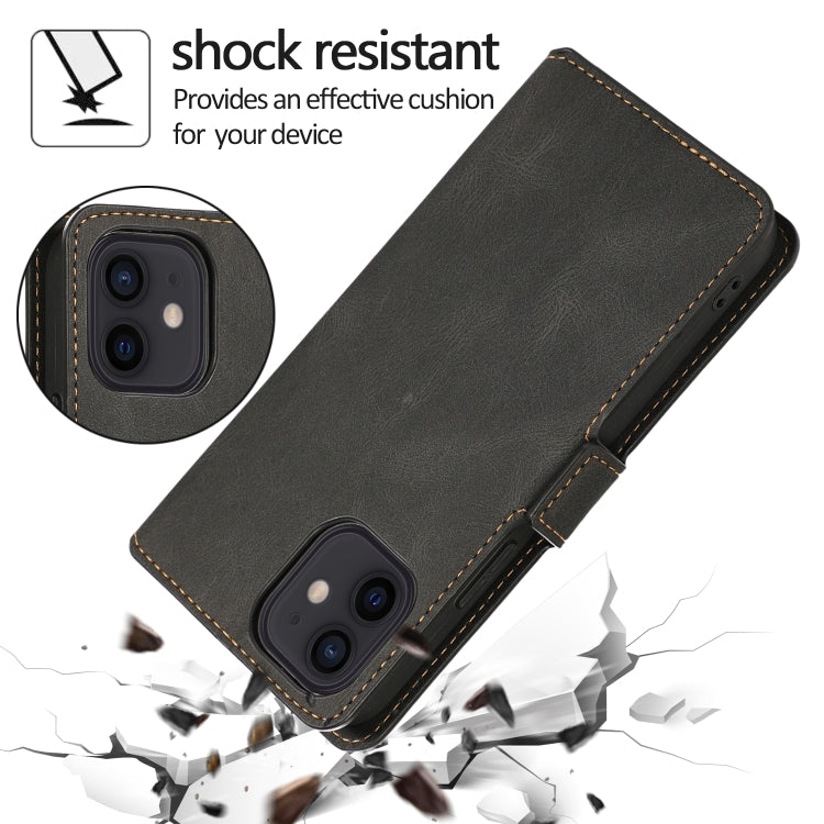 For iPhone 12 / 12 Pro Retro Magnetic Closing Clasp Horizontal Flip Leather Case with Holder & Card Slots & Photo Frame & Wallet