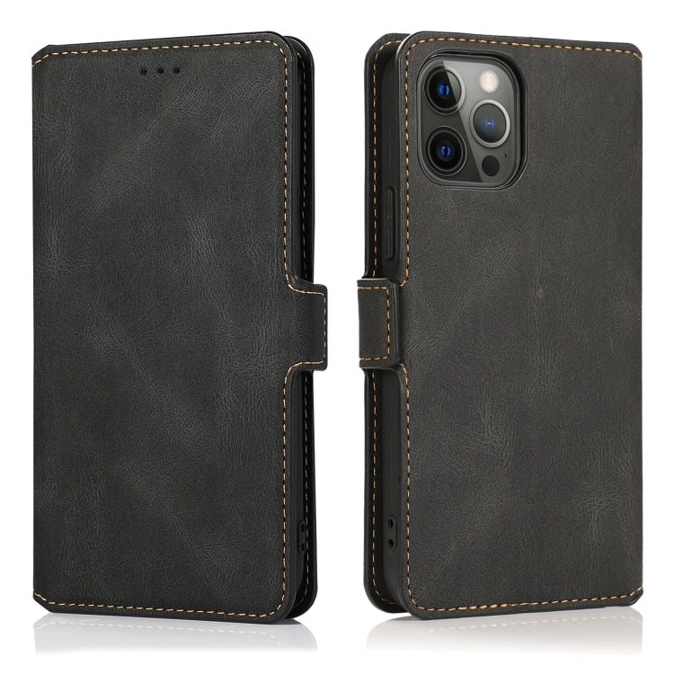 For iPhone 12 Pro Max Retro Magnetic Closing Clasp Horizontal Flip Leather Case with Holder & Card Slots & Photo Frame & Wallet