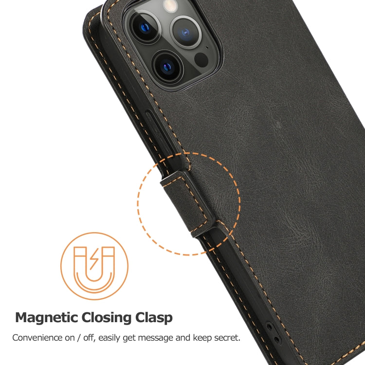 For iPhone 12 Pro Max Retro Magnetic Closing Clasp Horizontal Flip Leather Case with Holder & Card Slots & Photo Frame & Wallet
