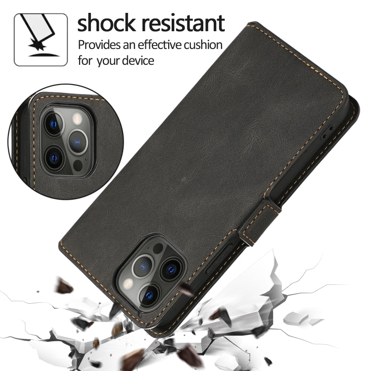 For iPhone 12 Pro Max Retro Magnetic Closing Clasp Horizontal Flip Leather Case with Holder & Card Slots & Photo Frame & Wallet
