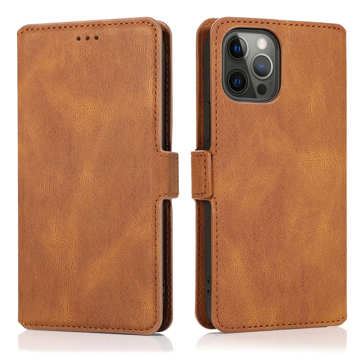 For iPhone 12 Pro Max Retro Magnetic Closing Clasp Horizontal Flip Leather Case with Holder & Card Slots & Photo Frame & Wallet