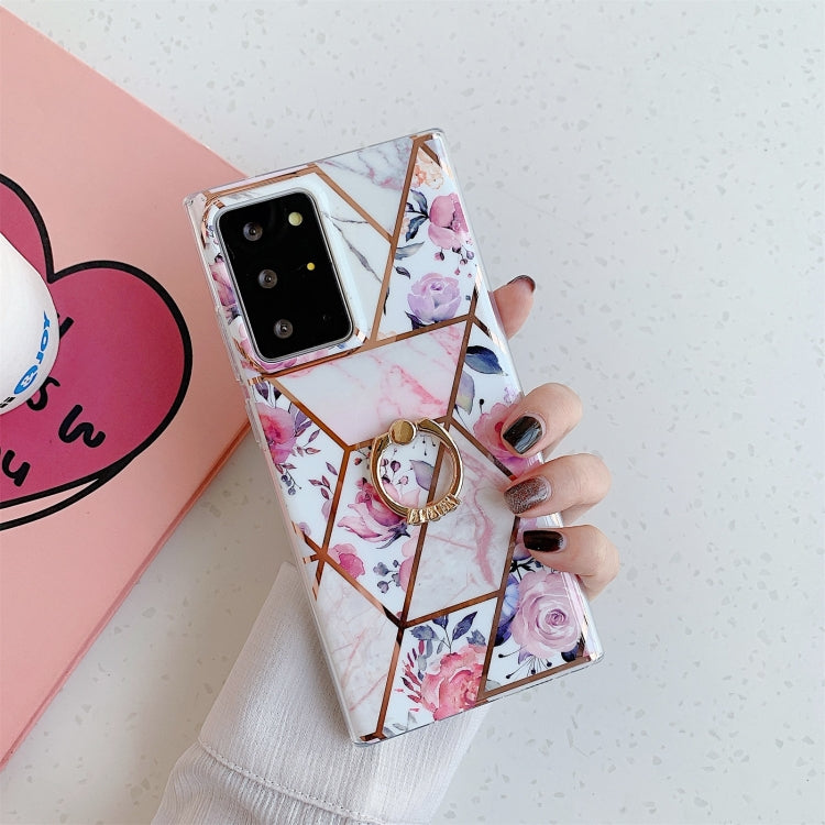 For Samsung Galaxy S20 FE Electroplating Stitching Pattern Soft TPU Protective Case with Ring Holder