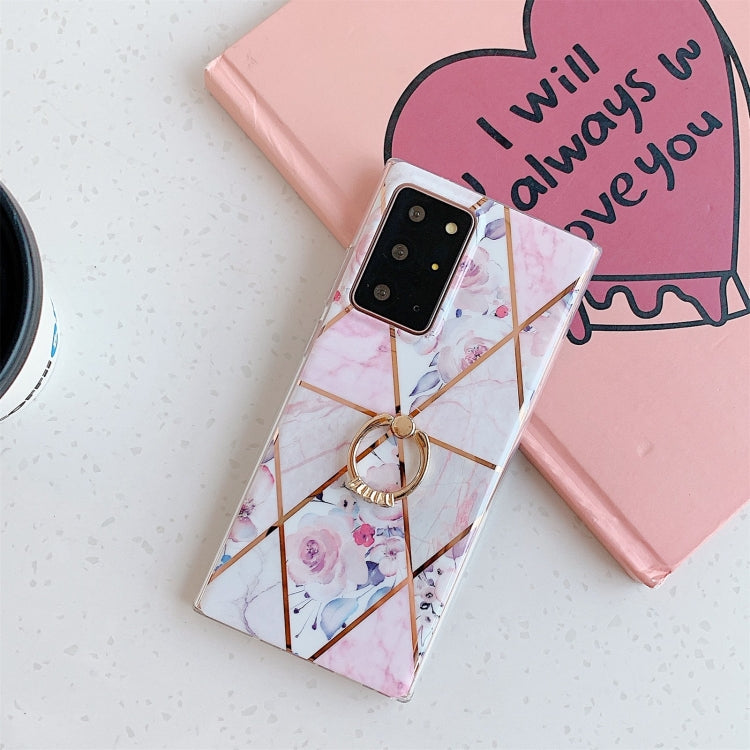 For Samsung Galaxy S20 FE Electroplating Stitching Pattern Soft TPU Protective Case with Ring Holder