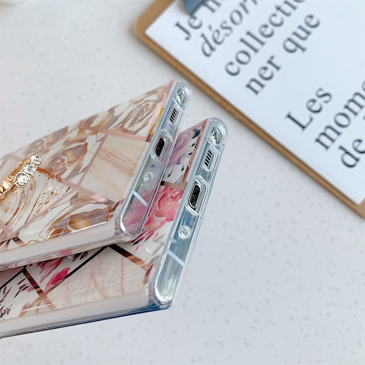 For Samsung Galaxy S20 FE Electroplating Stitching Pattern Soft TPU Protective Case with Ring Holder