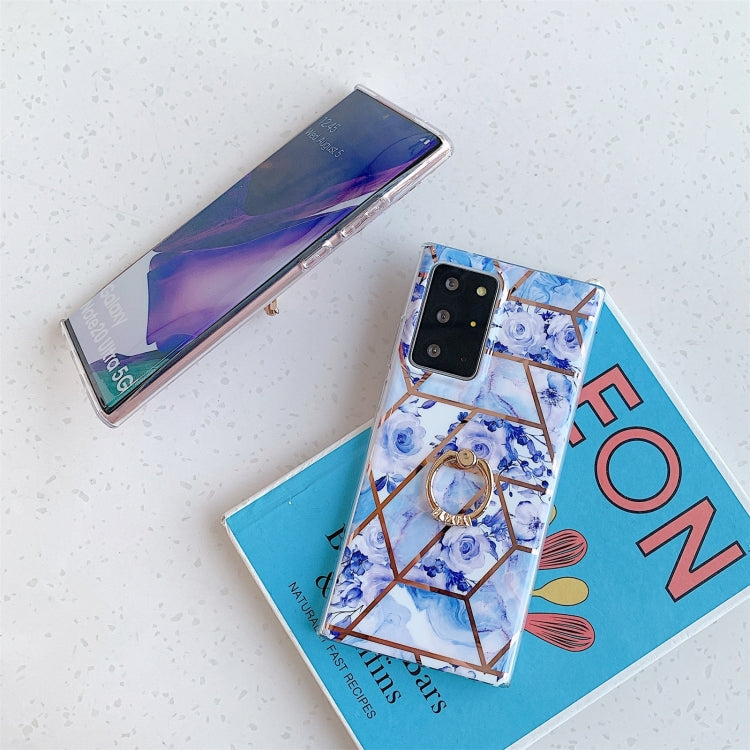 For Samsung Galaxy S20 FE Electroplating Stitching Pattern Soft TPU Protective Case with Ring Holder