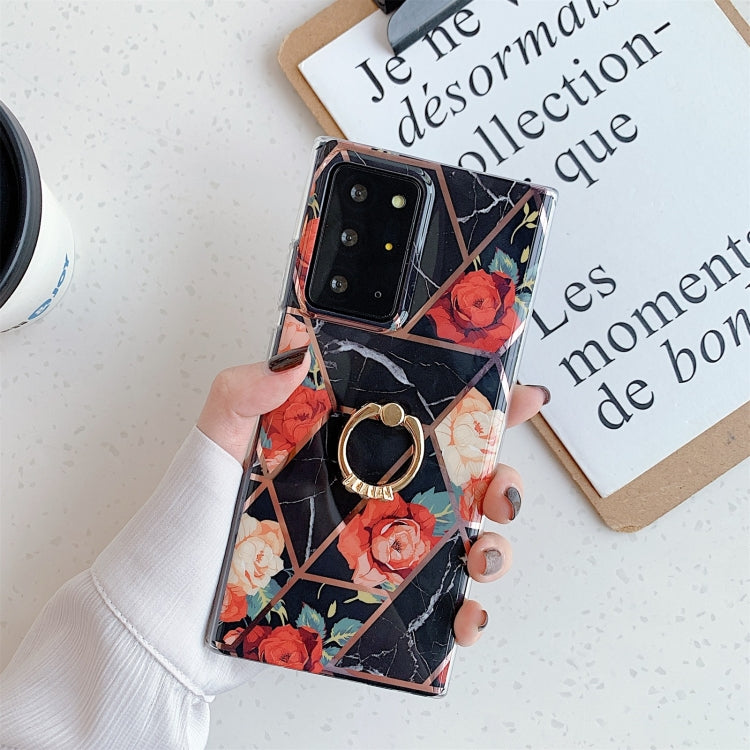 For Samsung Galaxy A71 Electroplating Stitching Pattern Soft TPU Protective Case with Ring Holder