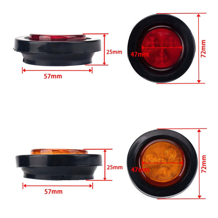 8 PCS Truck Trailer Red & Amber LED 2 inch Round Side Marker Clearance Tail Light Kits with Heat Shrink Tube