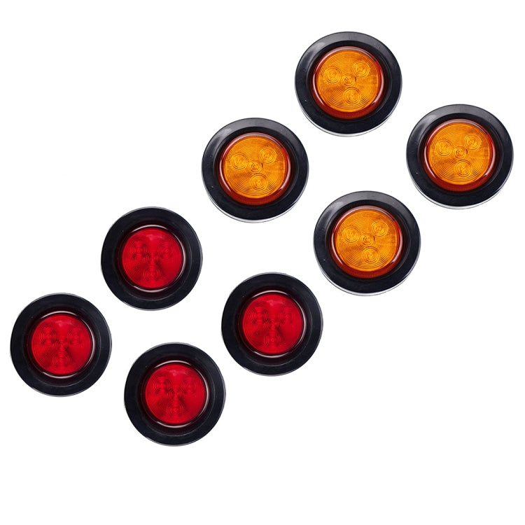 8 PCS Truck Trailer Red & Amber LED 2 inch Round Side Marker Clearance Tail Light Kits with Heat Shrink Tube