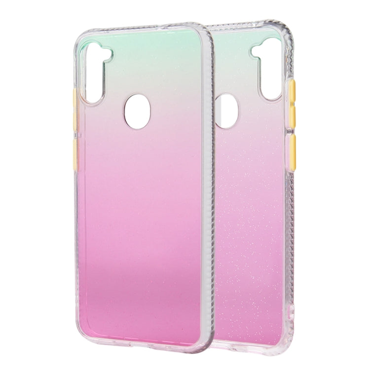 For Samsung Galaxy A11 Gradient Shockproof TPU Case with Detachable Buttons
