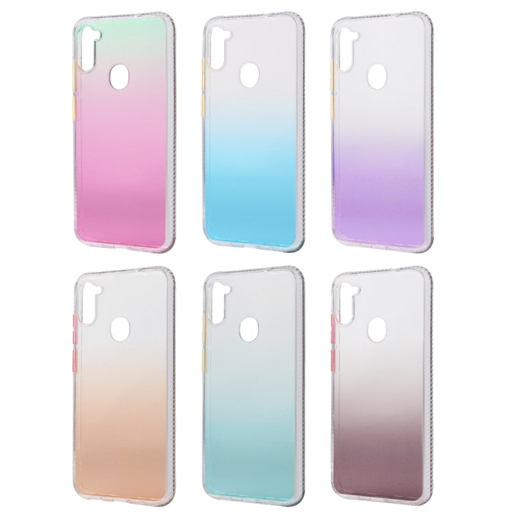 For Samsung Galaxy A11 Gradient Shockproof TPU Case with Detachable Buttons