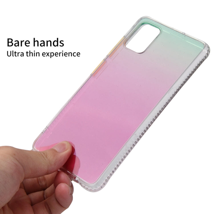 For Samsung Galaxy A51 Gradient Shockproof TPU Case with Detachable Buttons