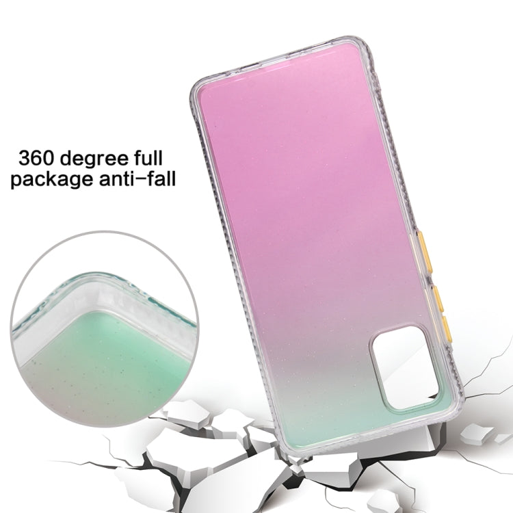 For Samsung Galaxy A51 Gradient Shockproof TPU Case with Detachable Buttons
