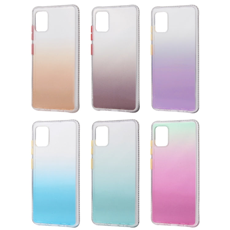 For Samsung Galaxy A51 Gradient Shockproof TPU Case with Detachable Buttons