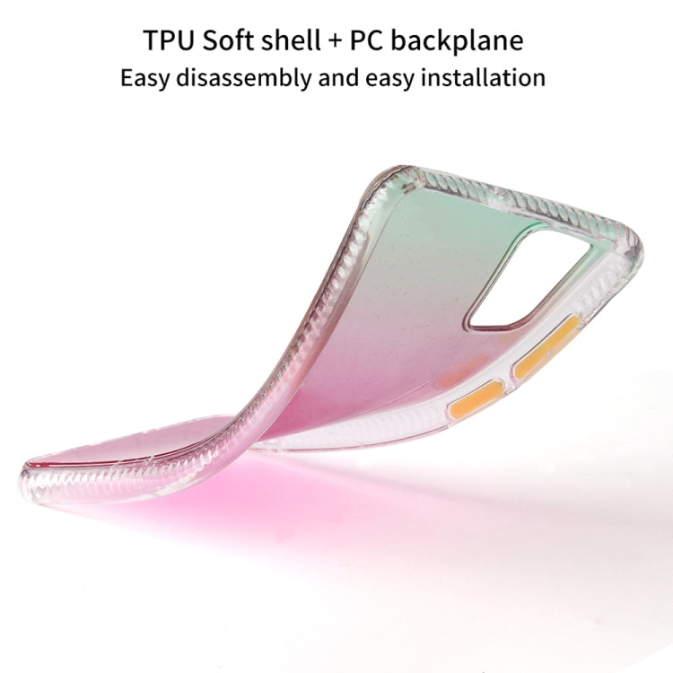 For Samsung Galaxy A51 Gradient Shockproof TPU Case with Detachable Buttons