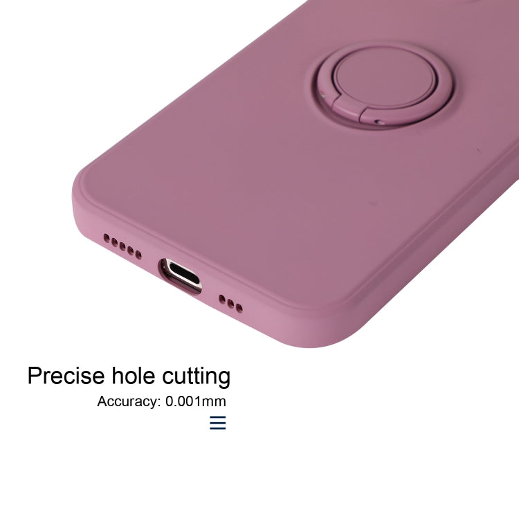 For iPhone 12 mini Solid Color Liquid Silicone Shockproof Full Coverage Protective Case with Ring Holder