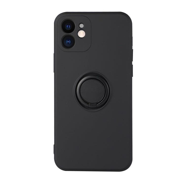 For iPhone 12 Pro Max Solid Color Liquid Silicone Shockproof Full Coverage Protective Case with Ring Holder