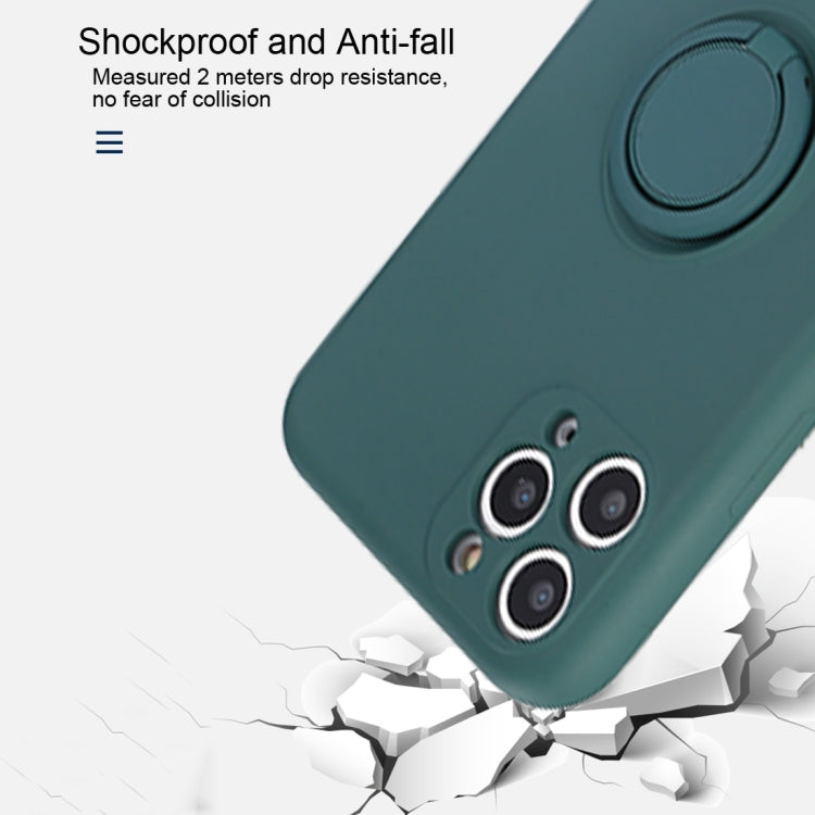 For iPhone 12 Pro Max Solid Color Liquid Silicone Shockproof Full Coverage Protective Case with Ring Holder