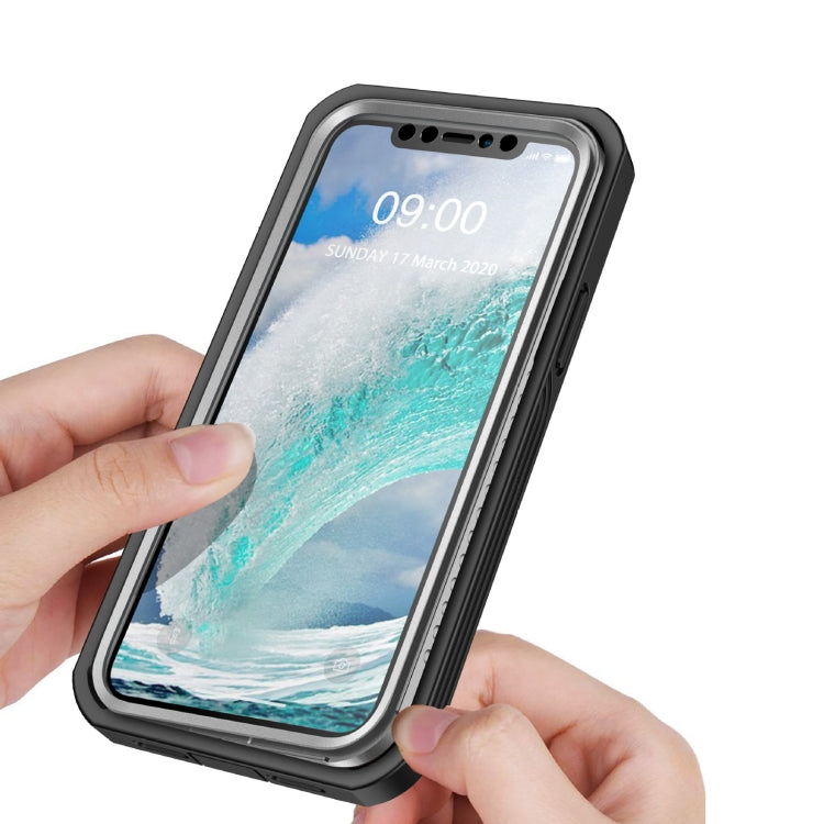 For iPhone 12 / 12 Pro Waterproof Dustproof Shockproof Transparent Acrylic Protective Case(Black)