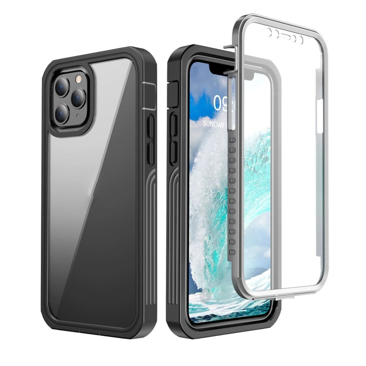 For iPhone 12 Pro Max Waterproof Dustproof Shockproof Transparent Acrylic Protective Case(Black)
