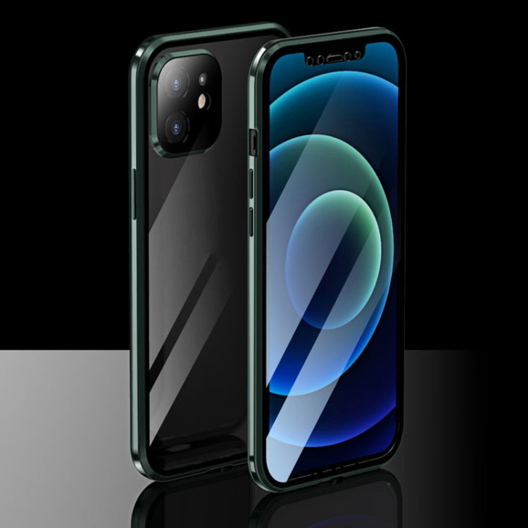 For iPhone 12 mini Electroplating Frame Double Sides Tempered Glass Magnetic Adsorption Case