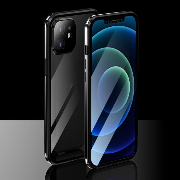 For iPhone 12 mini Electroplating Frame Double Sides Tempered Glass Magnetic Adsorption Case