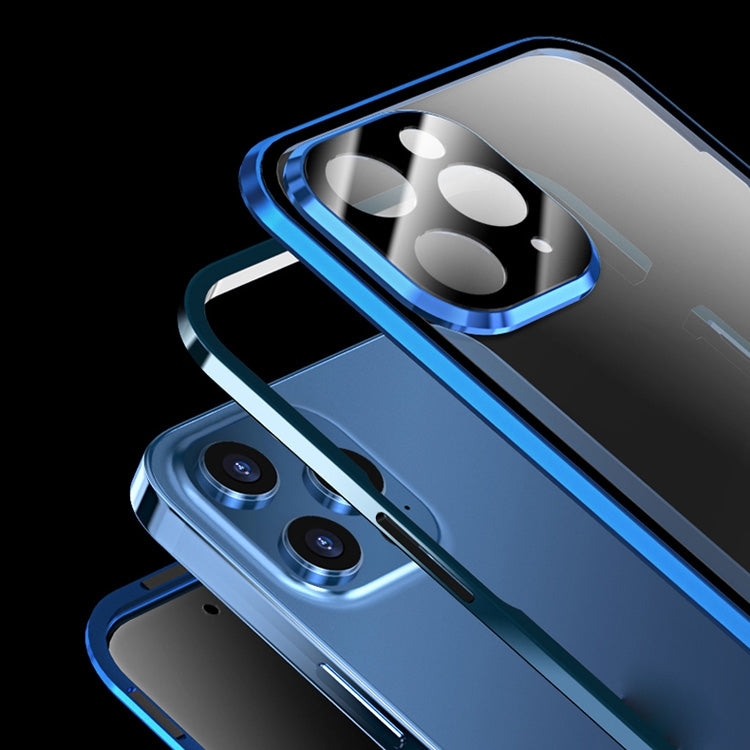 For iPhone 12 Pro Electroplating Frame Double Sides Tempered Glass Magnetic Adsorption Case