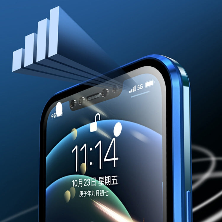 For iPhone 12 Pro Electroplating Frame Double Sides Tempered Glass Magnetic Adsorption Case