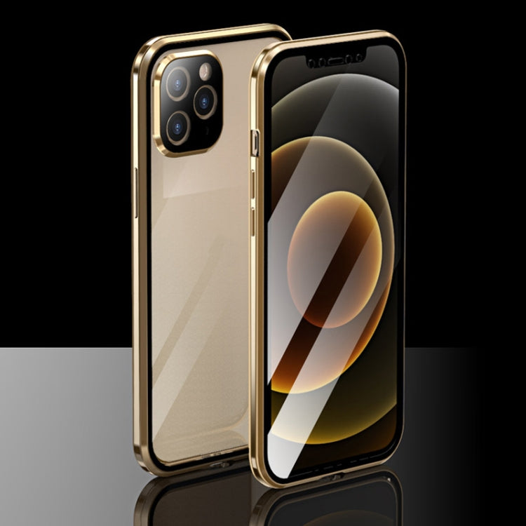 For iPhone 12 Pro Max Electroplating Frame Double Sides Tempered Glass Magnetic Adsorption Case