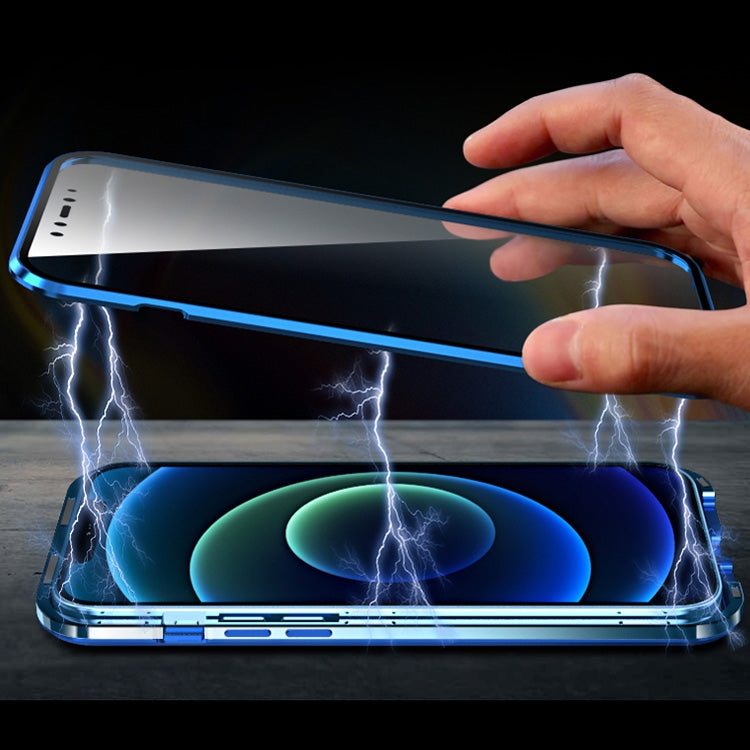 For iPhone 12 Pro Max Electroplating Frame Double Sides Tempered Glass Magnetic Adsorption Case