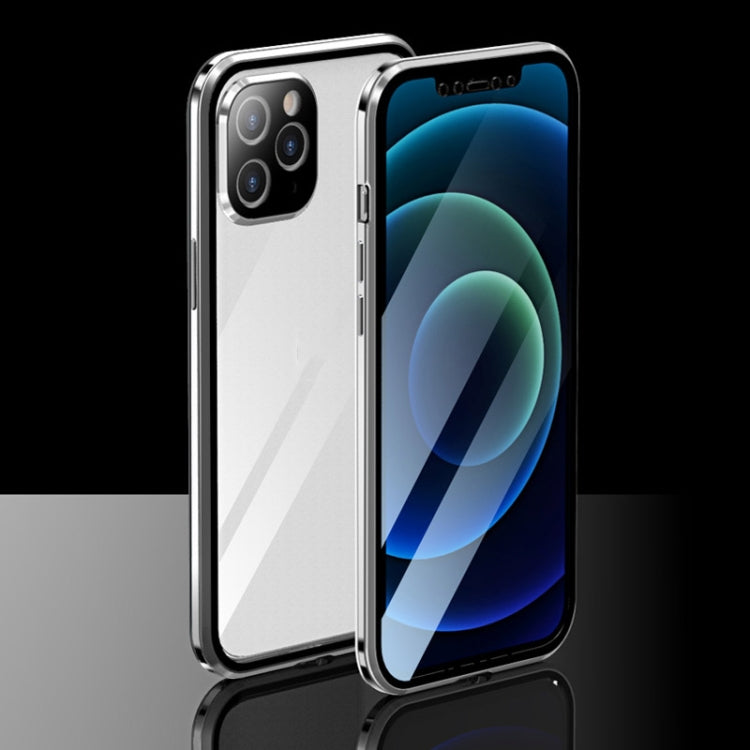 For iPhone 12 Pro Max Electroplating Frame Double Sides Tempered Glass Magnetic Adsorption Case