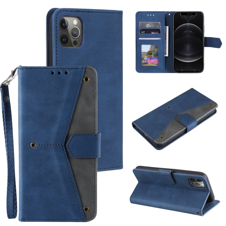 For iPhone 12 Pro Max Stitching Calf Texture Horizontal Flip Leather Case with Holder & Card Slots & Wallet