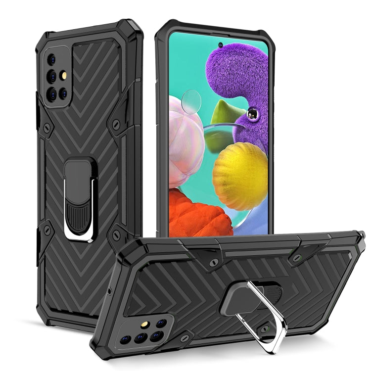 For Samsung Galaxy A51 5G Cool Armor PC + TPU Shockproof Case with 360 Degree Rotation Ring Holder