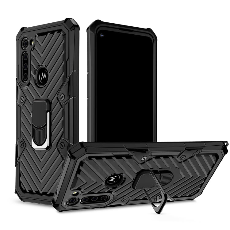 For Motorola Moto G8 Power Cool Armor PC + TPU Shockproof Case with 360 Degree Rotation Ring Holder