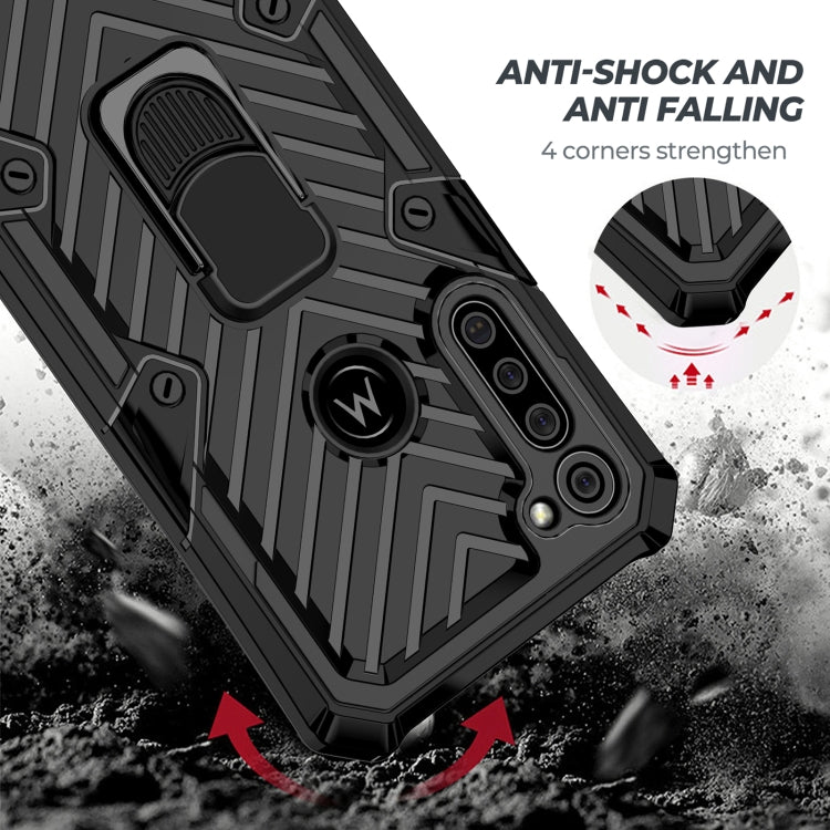 For Motorola Moto G8 Power Cool Armor PC + TPU Shockproof Case with 360 Degree Rotation Ring Holder