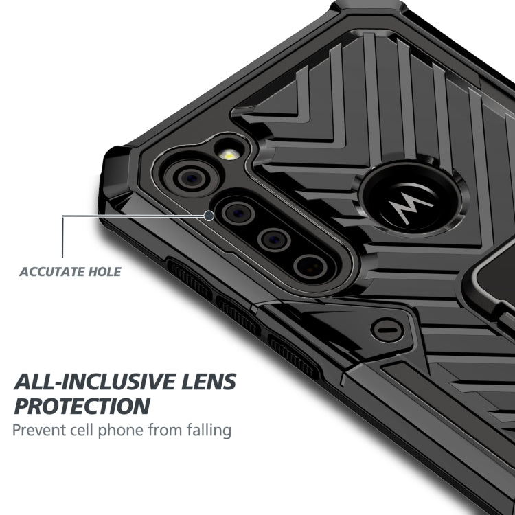 For Motorola Moto G8 Power Cool Armor PC + TPU Shockproof Case with 360 Degree Rotation Ring Holder