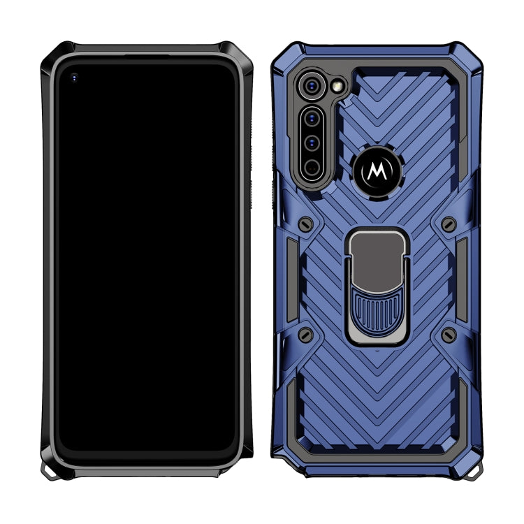For Motorola Moto G8 Power Cool Armor PC + TPU Shockproof Case with 360 Degree Rotation Ring Holder