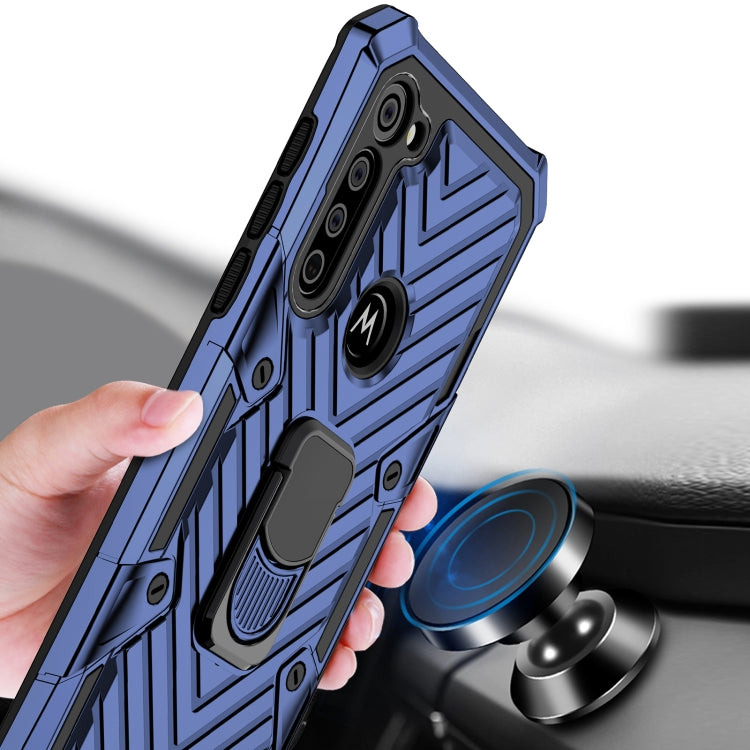 For Motorola Moto G8 Power Cool Armor PC + TPU Shockproof Case with 360 Degree Rotation Ring Holder