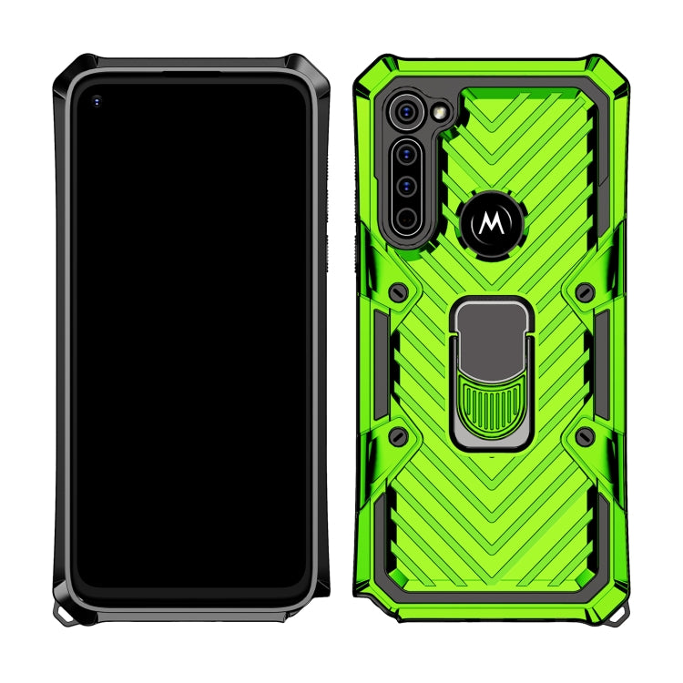 For Motorola Moto G8 Power Cool Armor PC + TPU Shockproof Case with 360 Degree Rotation Ring Holder