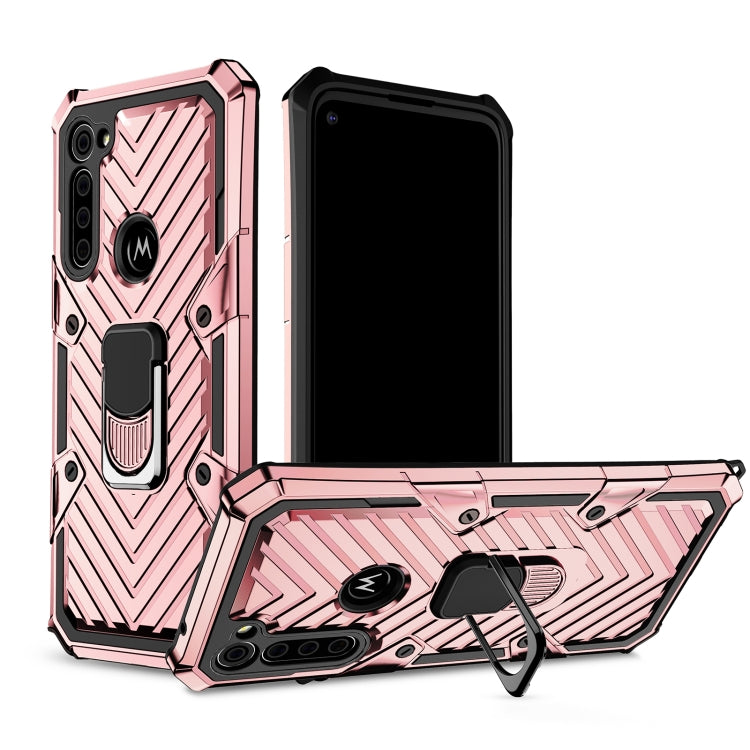 For Motorola Moto G8 Power Cool Armor PC + TPU Shockproof Case with 360 Degree Rotation Ring Holder