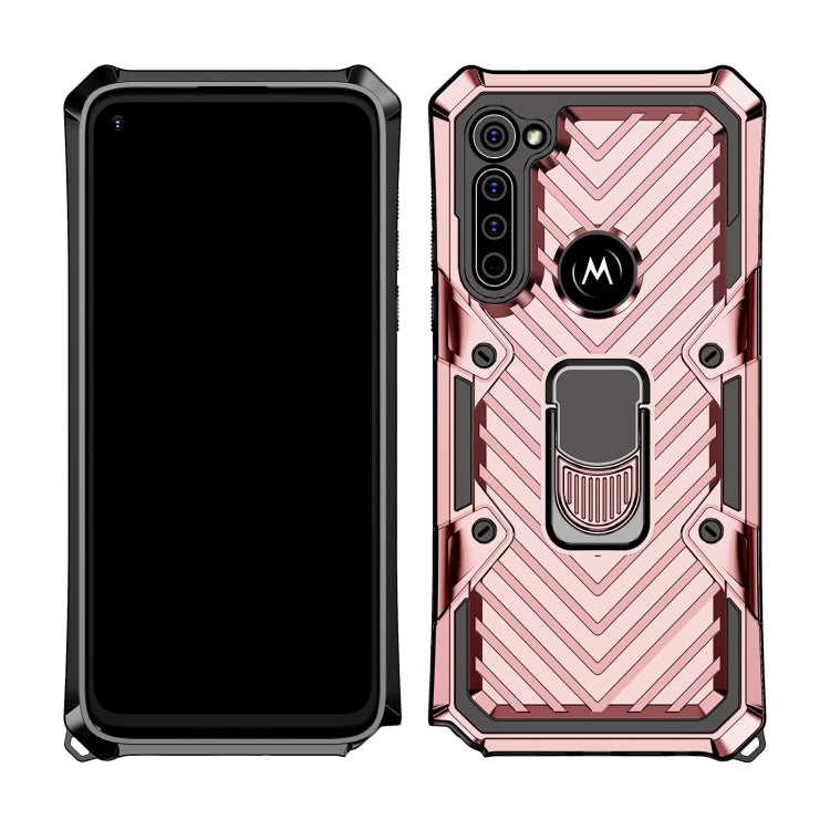 For Motorola Moto G8 Power Cool Armor PC + TPU Shockproof Case with 360 Degree Rotation Ring Holder