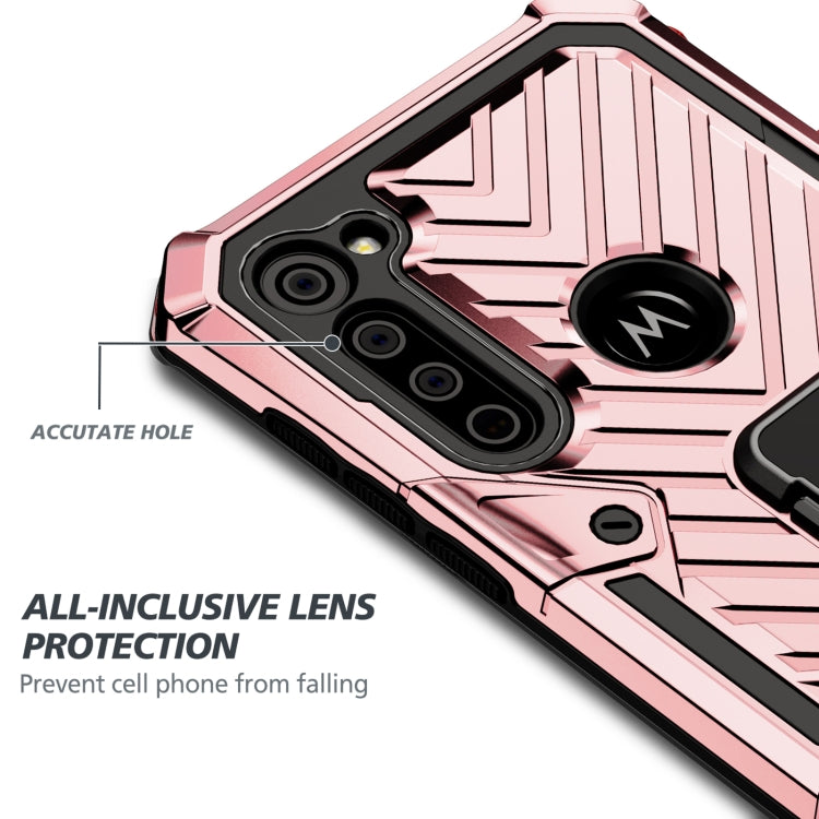 For Motorola Moto G8 Power Cool Armor PC + TPU Shockproof Case with 360 Degree Rotation Ring Holder