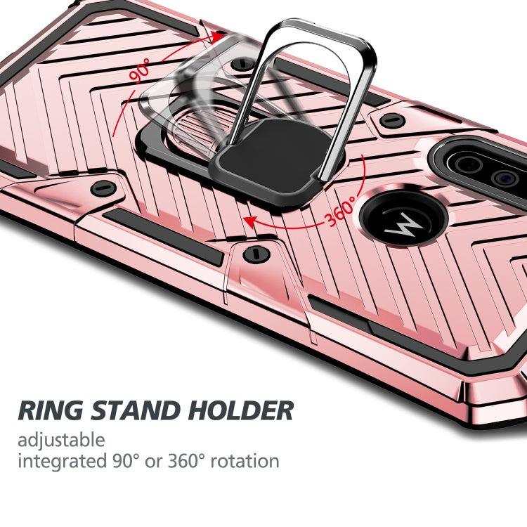 For Motorola Moto G8 Power Cool Armor PC + TPU Shockproof Case with 360 Degree Rotation Ring Holder